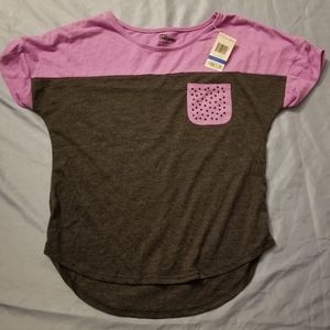 NWT Girls Purple and Grey T-shirt w/ Pocket